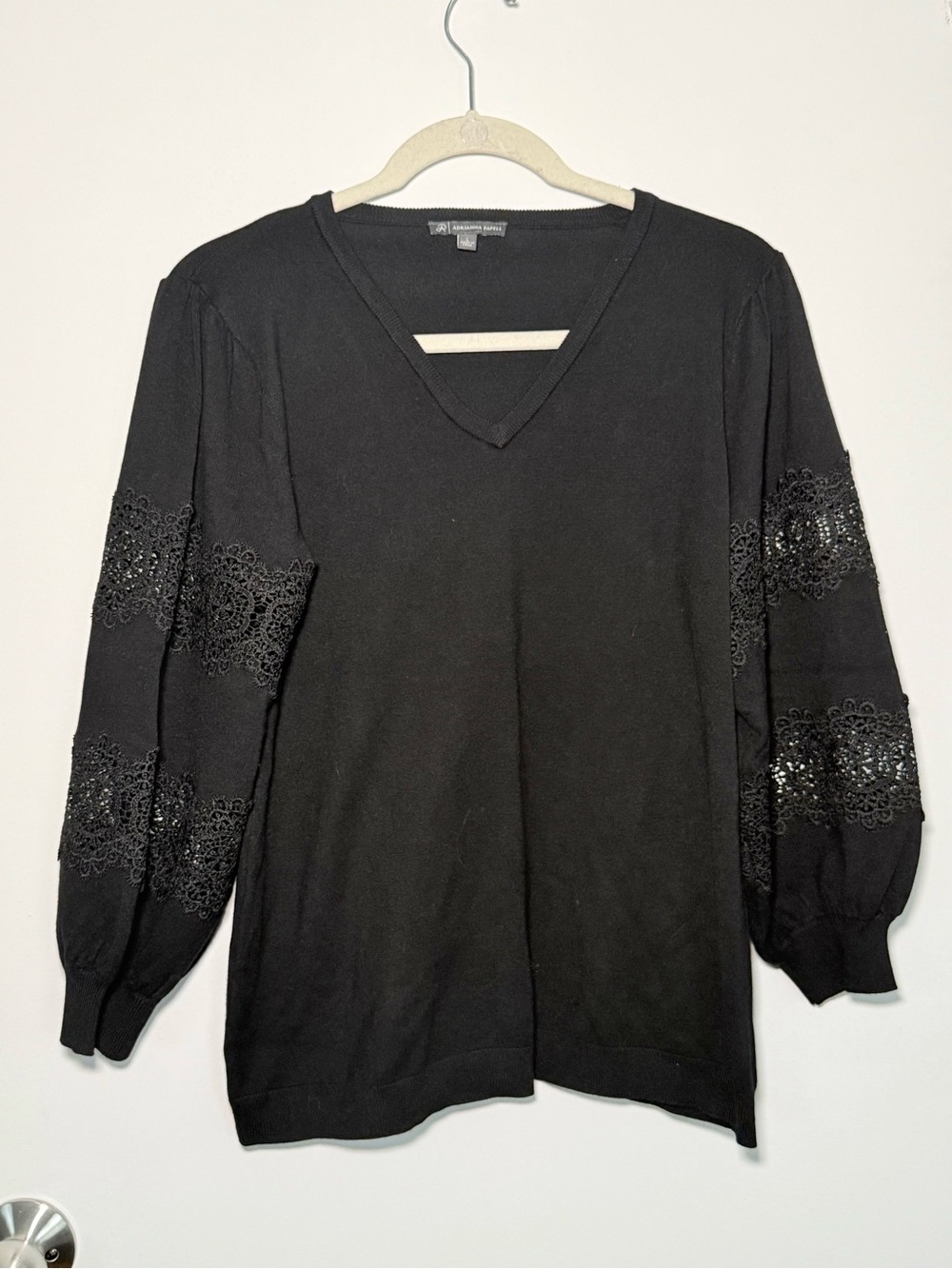 Adrianna Papell Black V-Neck Sweater